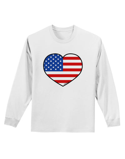 American Flag Heart Design Adult Long Sleeve Shirt by TooLoud-Long Sleeve Shirt-TooLoud-White-Small-Davson Sales