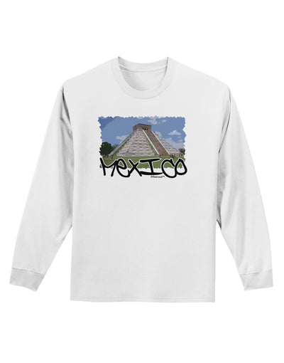 Mexico - Mayan Temple Cut-out Adult Long Sleeve Shirt-Long Sleeve Shirt-TooLoud-White-Small-Davson Sales