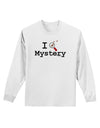 I Love Mystery Adult Long Sleeve Shirt-Long Sleeve Shirt-TooLoud-White-Small-Davson Sales