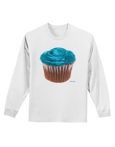 Giant Bright Turquoise Cupcake Adult Long Sleeve Shirt by TooLoud-Long Sleeve Shirt-TooLoud-White-Small-Davson Sales