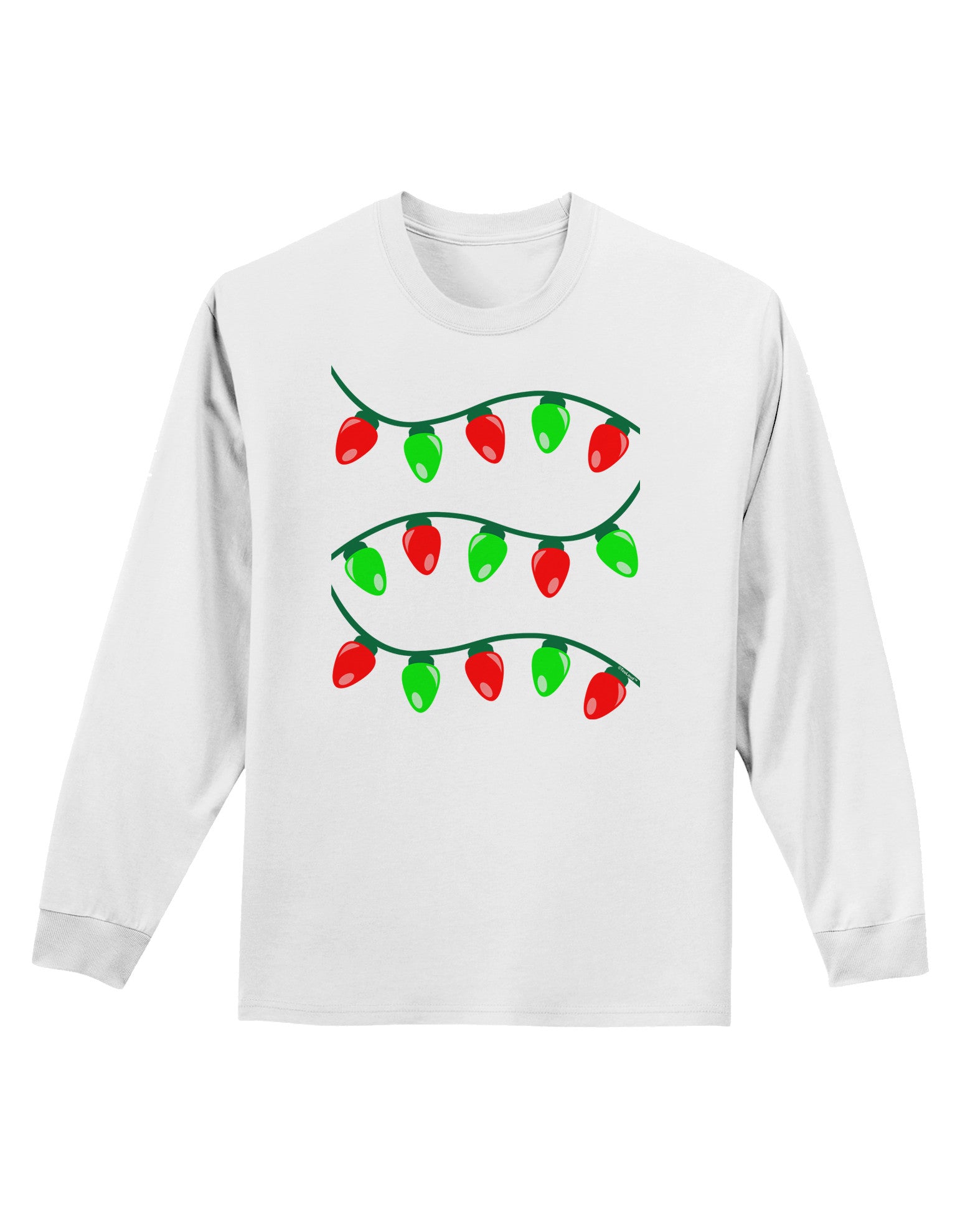 Christmas Lights Red and Green Adult Long Sleeve Shirt-Long Sleeve Shirt-TooLoud-White-Small-Davson Sales