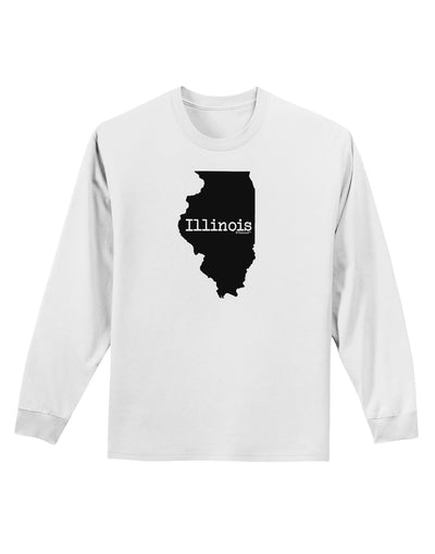 Illinois - United States Shape Adult Long Sleeve Shirt by TooLoud-Long Sleeve Shirt-TooLoud-White-Small-Davson Sales