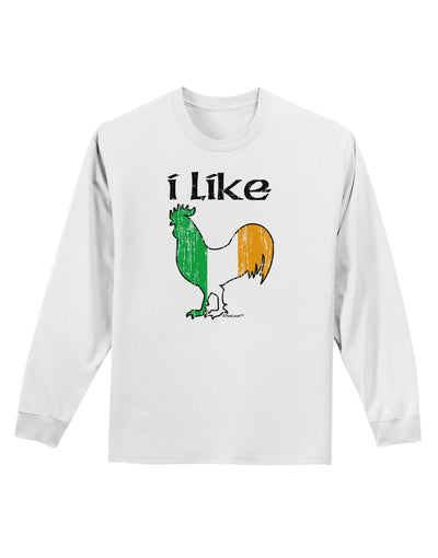 I Like Irish Rooster Silhouette Adult Long Sleeve Shirt by TooLoud-Long Sleeve Shirt-TooLoud-White-Small-Davson Sales