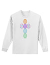 Easter Egg Cross Faux Applique Adult Long Sleeve Shirt-Long Sleeve Shirt-TooLoud-White-Small-Davson Sales