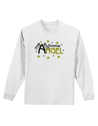 Christmas Angel Text Adult Long Sleeve Shirt-Long Sleeve Shirt-TooLoud-White-Small-Davson Sales