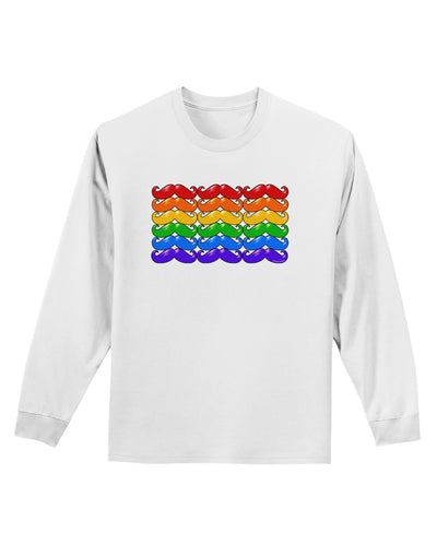 Rainbow Mustaches Gay Pride Flag Adult Long Sleeve Shirt-Long Sleeve Shirt-TooLoud-White-Small-Davson Sales