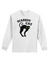 Cute Scaredy Cat Black Cat Halloween Adult Long Sleeve Shirt-Long Sleeve Shirt-TooLoud-White-Small-Davson Sales