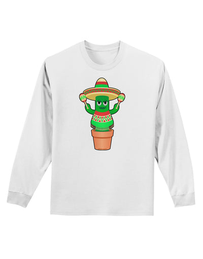 Fiesta Cactus Poncho Adult Long Sleeve Shirt-Long Sleeve Shirt-TooLoud-White-Small-Davson Sales