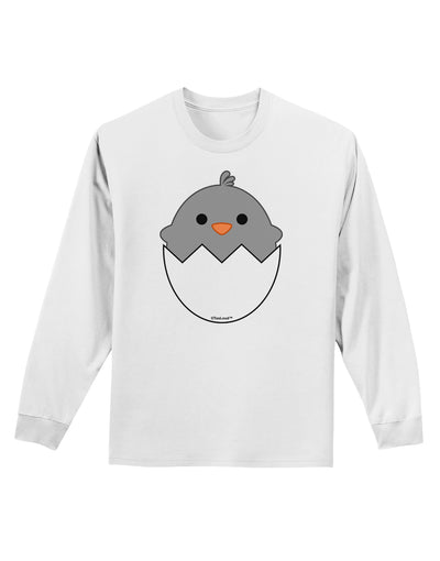 Cute Hatching Chick - Gray Adult Long Sleeve Shirt by TooLoud-Long Sleeve Shirt-TooLoud-White-Small-Davson Sales