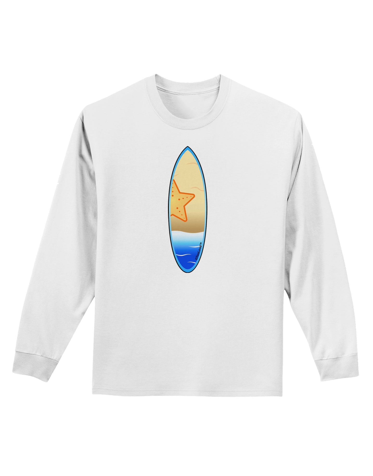 Starfish Surfboard Adult Long Sleeve Shirt by TooLoud-Long Sleeve Shirt-TooLoud-White-Small-Davson Sales