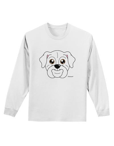 Cute Bulldog - White Adult Long Sleeve Shirt by TooLoud-Long Sleeve Shirt-TooLoud-White-Small-Davson Sales