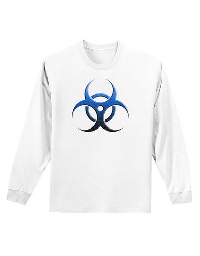 Biohazard Symbol Blue Stone - Apocalypse Adult Long Sleeve Shirt-Long Sleeve Shirt-TooLoud-White-Small-Davson Sales