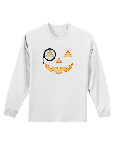 Monocle Jack-o-Lantern Color Adult Long Sleeve Shirt-Long Sleeve Shirt-TooLoud-White-Small-Davson Sales