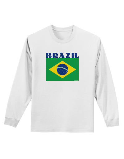 Brazil Flag Adult Long Sleeve Shirt-Long Sleeve Shirt-TooLoud-White-Small-Davson Sales