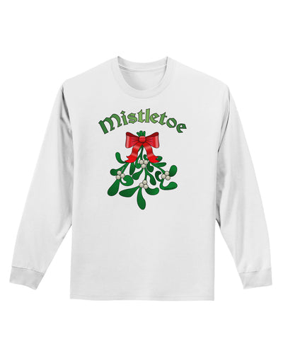 Christmas Kiss Mistletoe Adult Long Sleeve Shirt-Long Sleeve Shirt-TooLoud-White-Small-Davson Sales