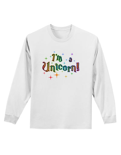 I'm a Unicorn Text Adult Long Sleeve Shirt-Long Sleeve Shirt-TooLoud-White-Small-Davson Sales