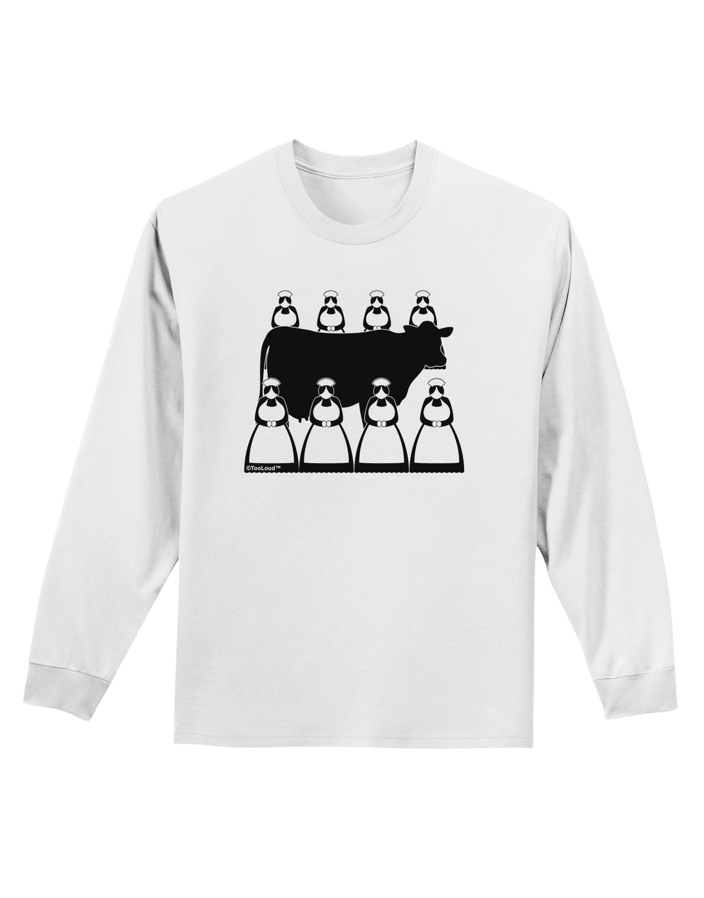 Eight Maids A Milking Adult Long Sleeve Shirt-Long Sleeve Shirt-TooLoud-White-Small-Davson Sales