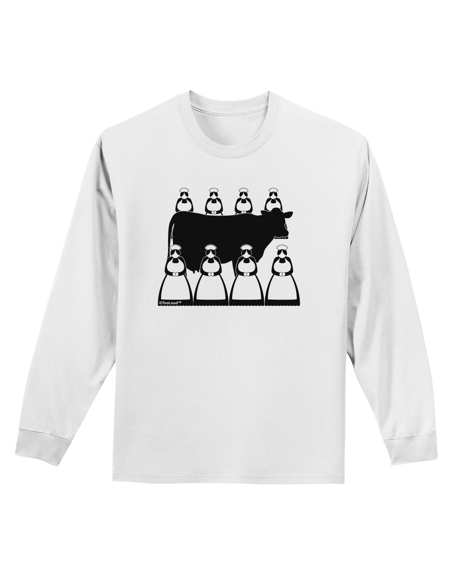 Eight Maids A Milking Adult Long Sleeve Shirt-Long Sleeve Shirt-TooLoud-White-Small-Davson Sales