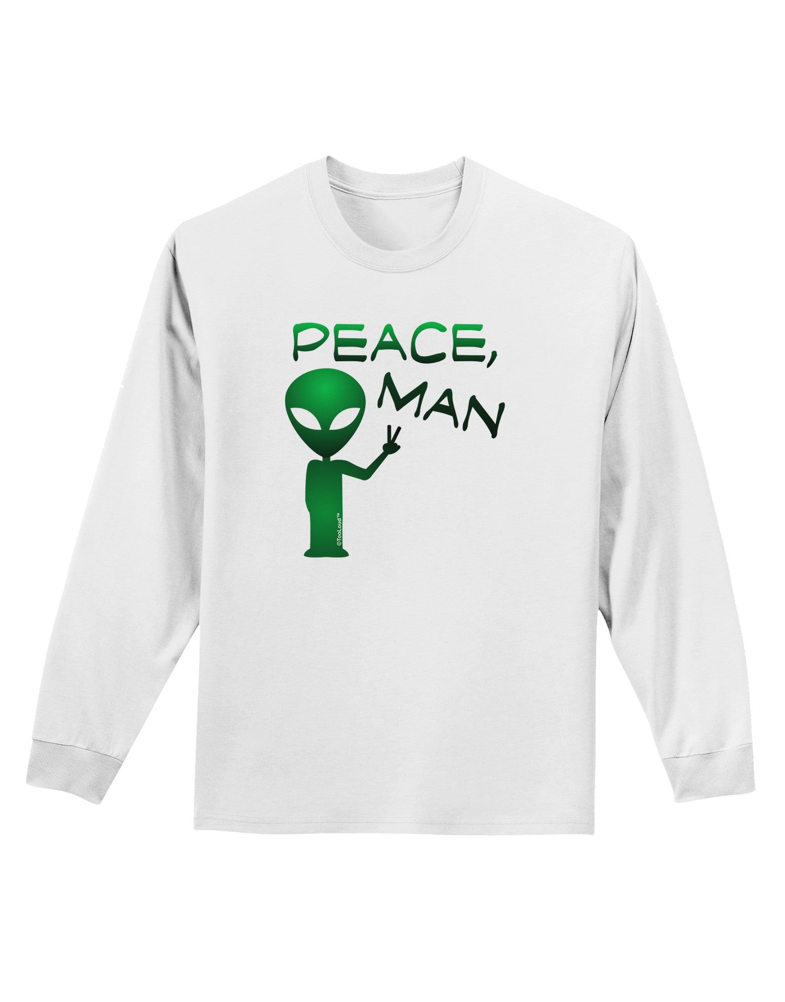 Peace Man Alien Adult Long Sleeve Shirt-Long Sleeve Shirt-TooLoud-White-Small-Davson Sales