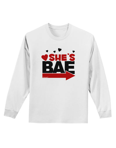 She's BAE - Right Arrow Adult Long Sleeve Shirt-Long Sleeve Shirt-TooLoud-White-Small-Davson Sales