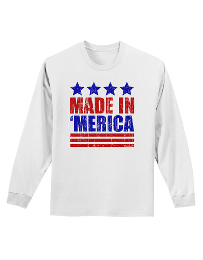 Made in Merica - Stars and Stripes Color Design Adult Long Sleeve Shirt-Long Sleeve Shirt-TooLoud-White-Small-Davson Sales