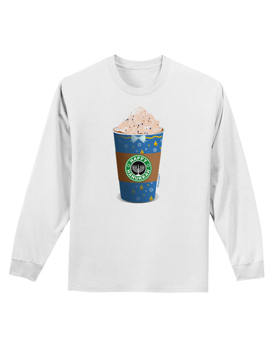 Happy Hanukkah Latte Cup Adult Long Sleeve Shirt-Long Sleeve Shirt-TooLoud-White-Small-Davson Sales