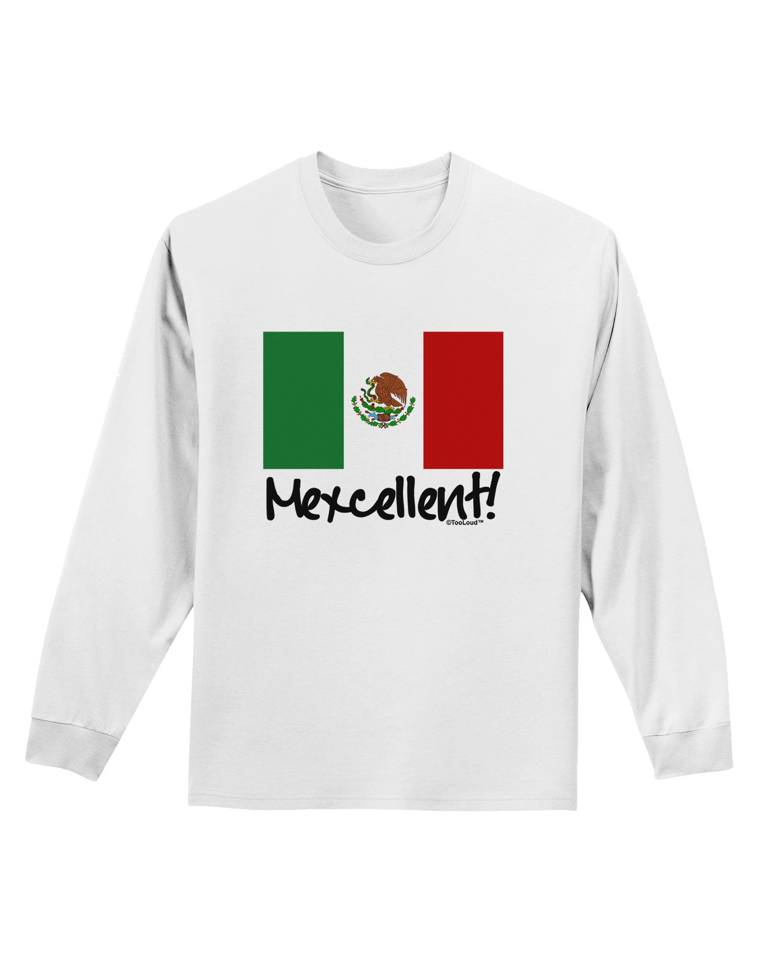 Mexcellent - Mexican Flag Adult Long Sleeve Shirt-Long Sleeve Shirt-TooLoud-White-Small-Davson Sales