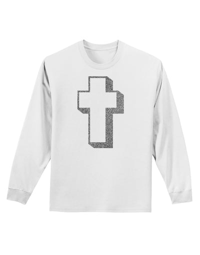 Simple Cross Design Glitter - Silver Adult Long Sleeve Shirt by TooLoud-Long Sleeve Shirt-TooLoud-White-Small-Davson Sales