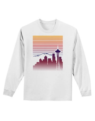 Seattle Skyline Sunrise Adult Long Sleeve Shirt-Long Sleeve Shirt-TooLoud-White-Small-Davson Sales