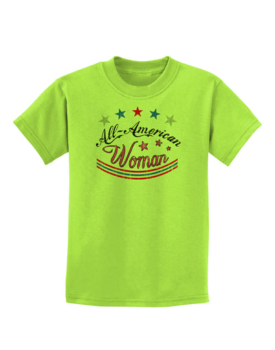 All-American Woman Childrens T-Shirt-Childrens T-Shirt-TooLoud-Lime-Green-X-Small-Davson Sales