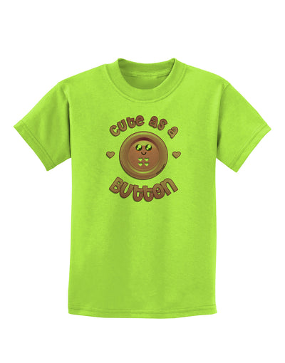 Cute As A Button Smiley Face Childrens T-Shirt-Childrens T-Shirt-TooLoud-Lime-Green-X-Small-Davson Sales