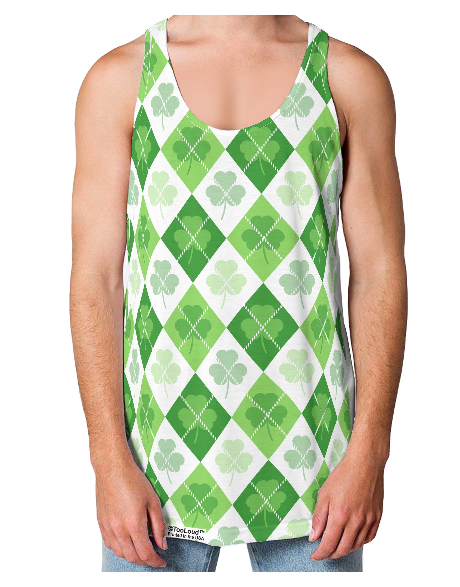 St Patrick's Day Green Shamrock Argyle Loose Tank Top Single Side All Over Print-Loose Tank Top-TooLoud-White-Small-Davson Sales
