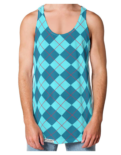 Blue Argyle AOP Loose Tank Top Single Side All Over Print by TooLoud-Loose Tank Top-TooLoud-White-Small-Davson Sales