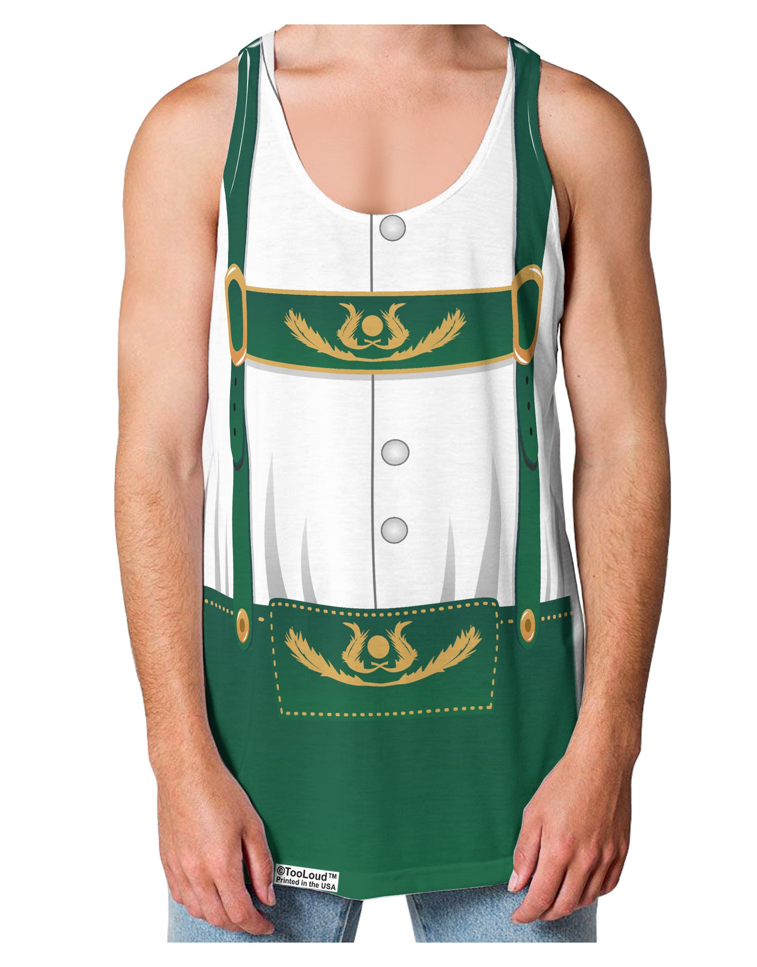 Lederhosen Costume Green Loose Tank Top Single Side All Over Print-Loose Tank Top-TooLoud-White-Small-Davson Sales