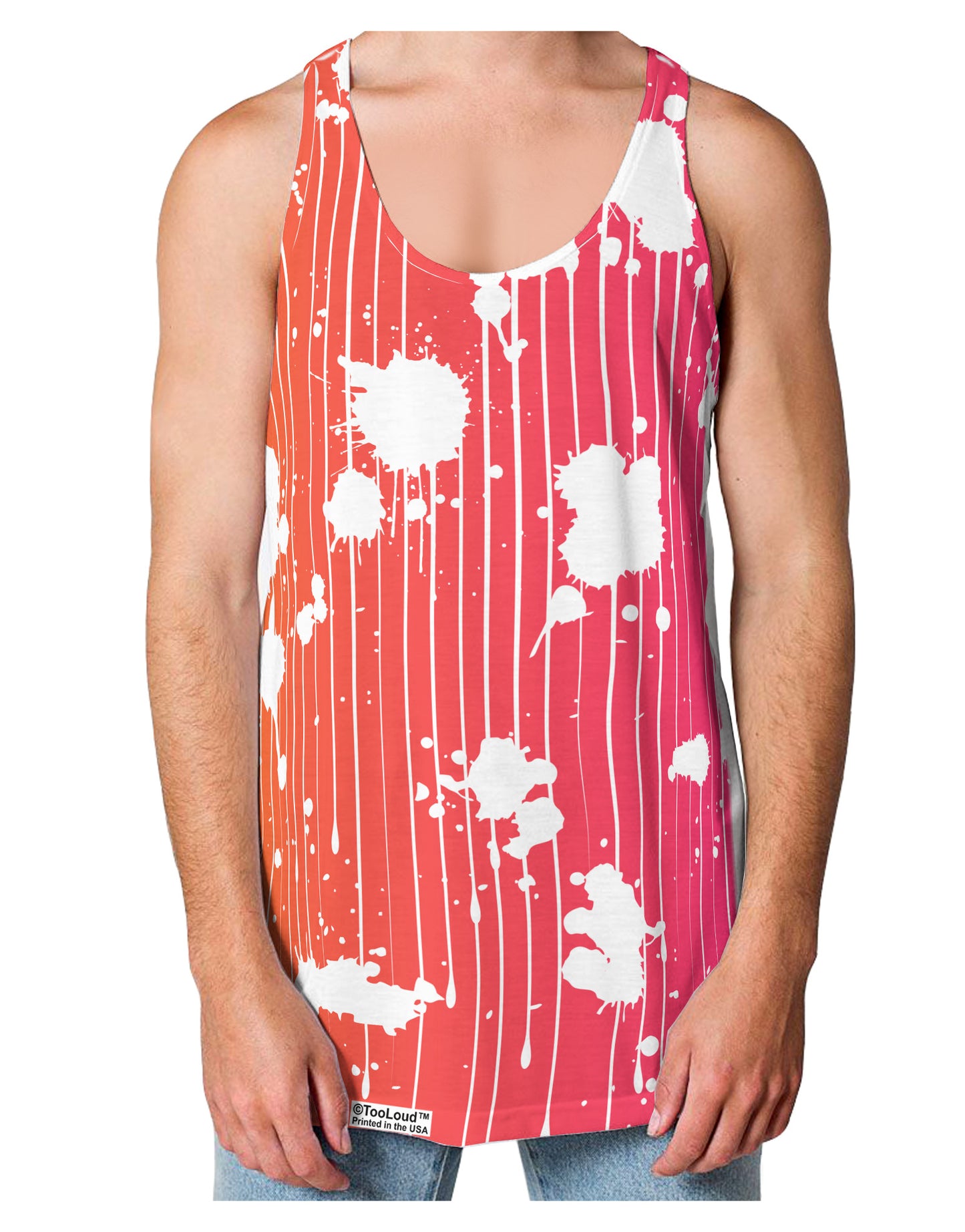 Splatter AOP - Orange Pink Loose Tank Top Single Side All Over Print-Loose Tank Top-TooLoud-White-Small-Davson Sales