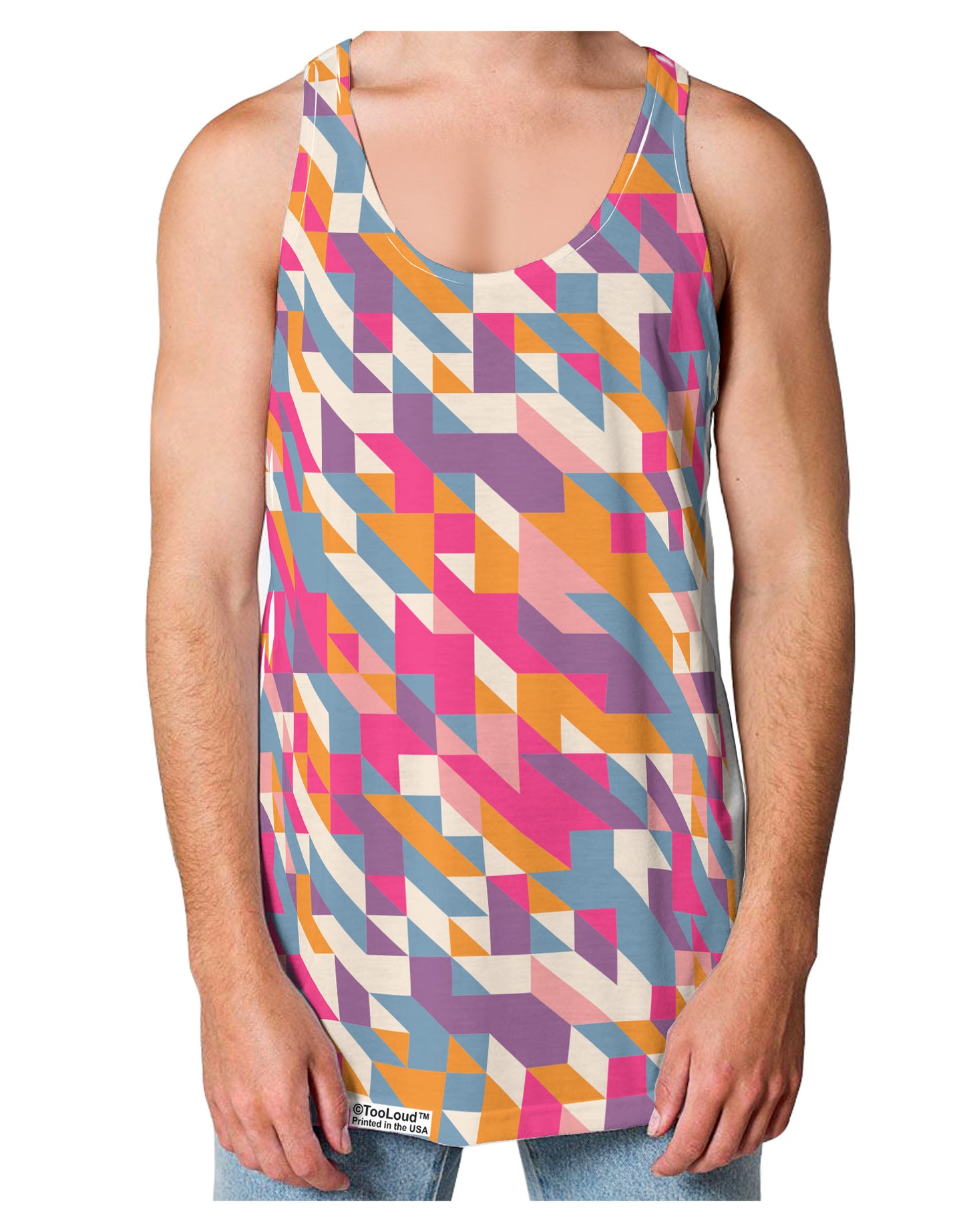Jagged Edge Mosaic AOP Loose Tank Top Single Side All Over Print-Loose Tank Top-TooLoud-White-Small-Davson Sales