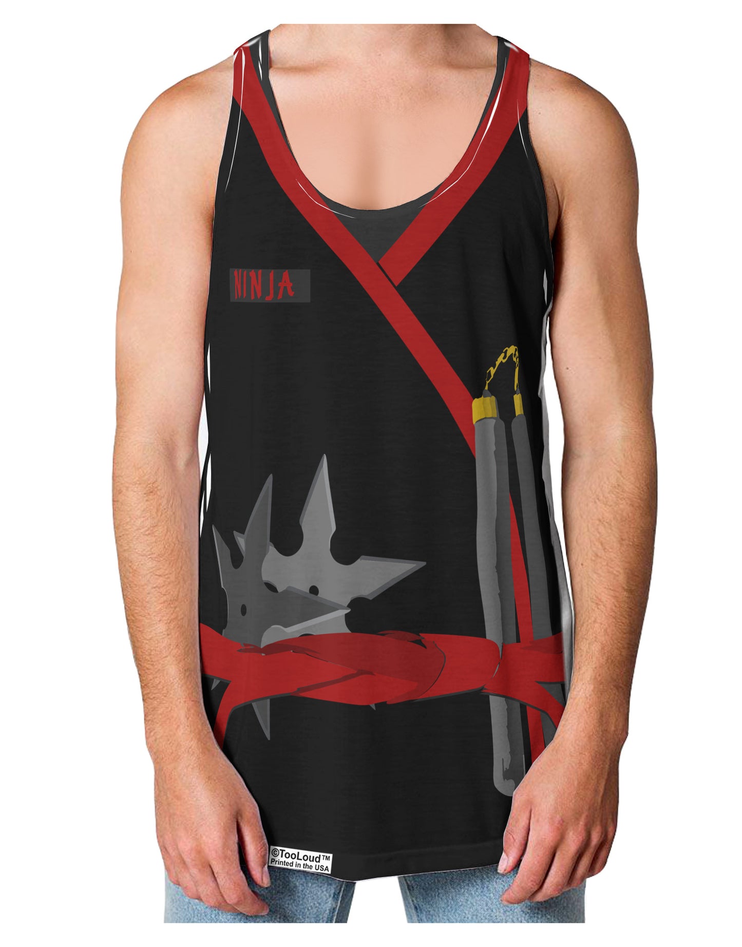 Ninja Red AOP Loose Tank Top Single Side All Over Print-Loose Tank Top-TooLoud-White-Small-Davson Sales