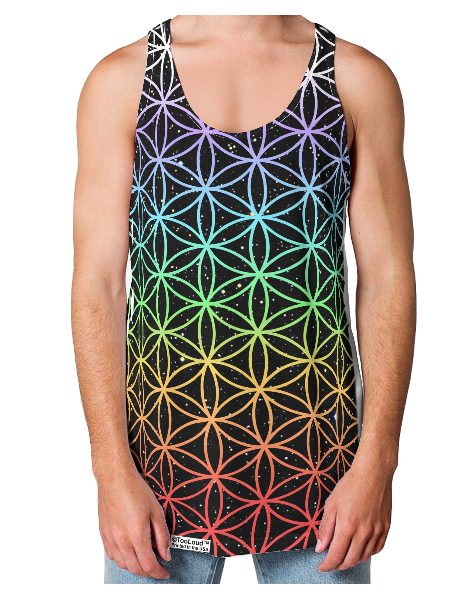 Chakra Colors Flower of Life Loose Tank Top Single Side All Over Print-Loose Tank Top-TooLoud-White-Small-Davson Sales