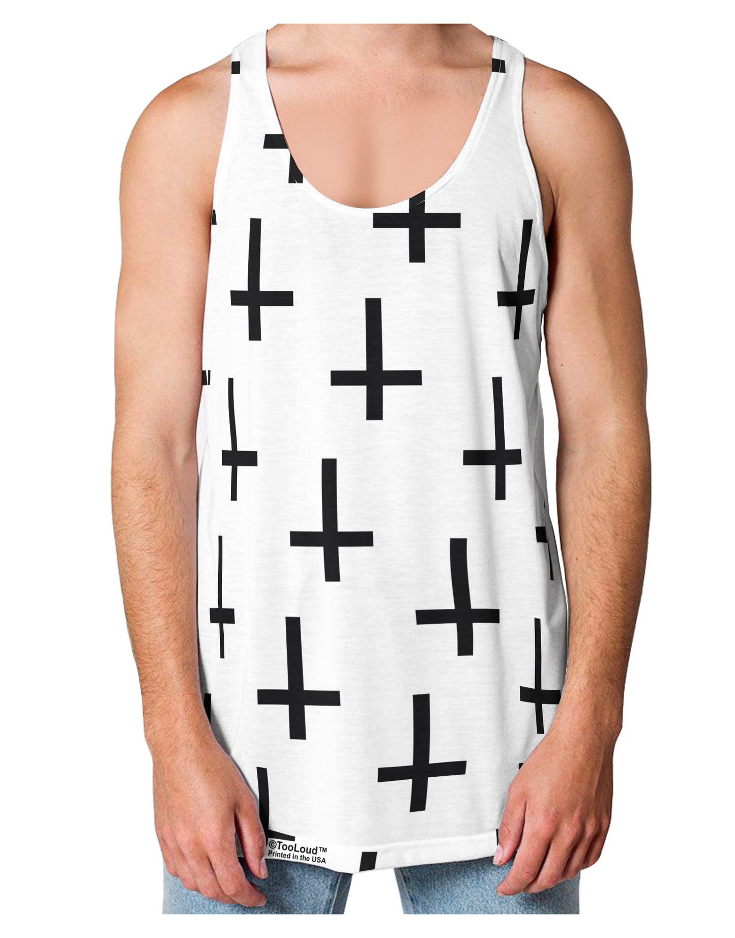 Inverted Crosses Loose Tank Top Single Side All Over Print-Loose Tank Top-TooLoud-White-Small-Davson Sales