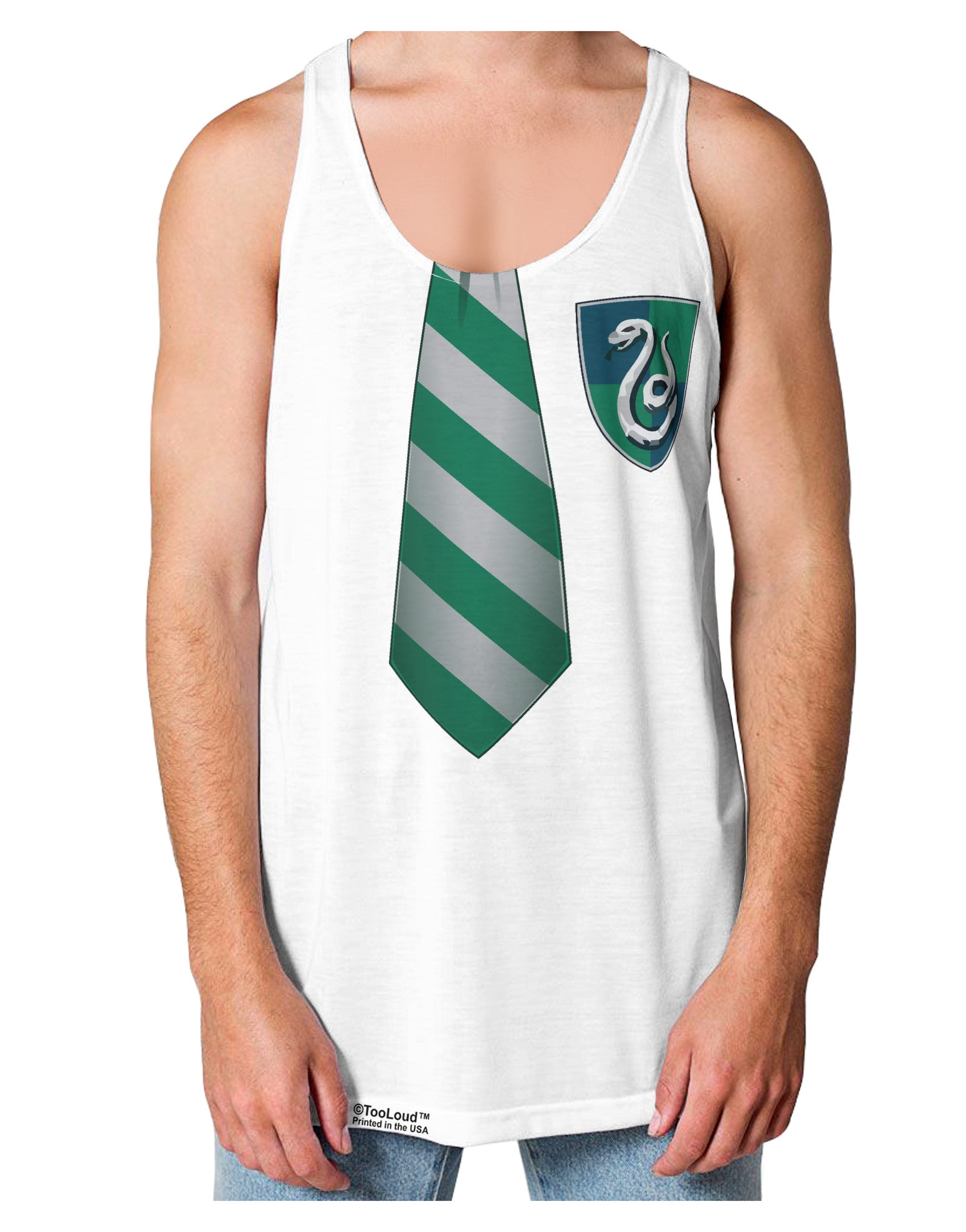 TooLoud Wizard Uniform Green and Silver Loose Tank Top Single Side All Over Print-Loose Tank Top-TooLoud-White-Small-Davson Sales