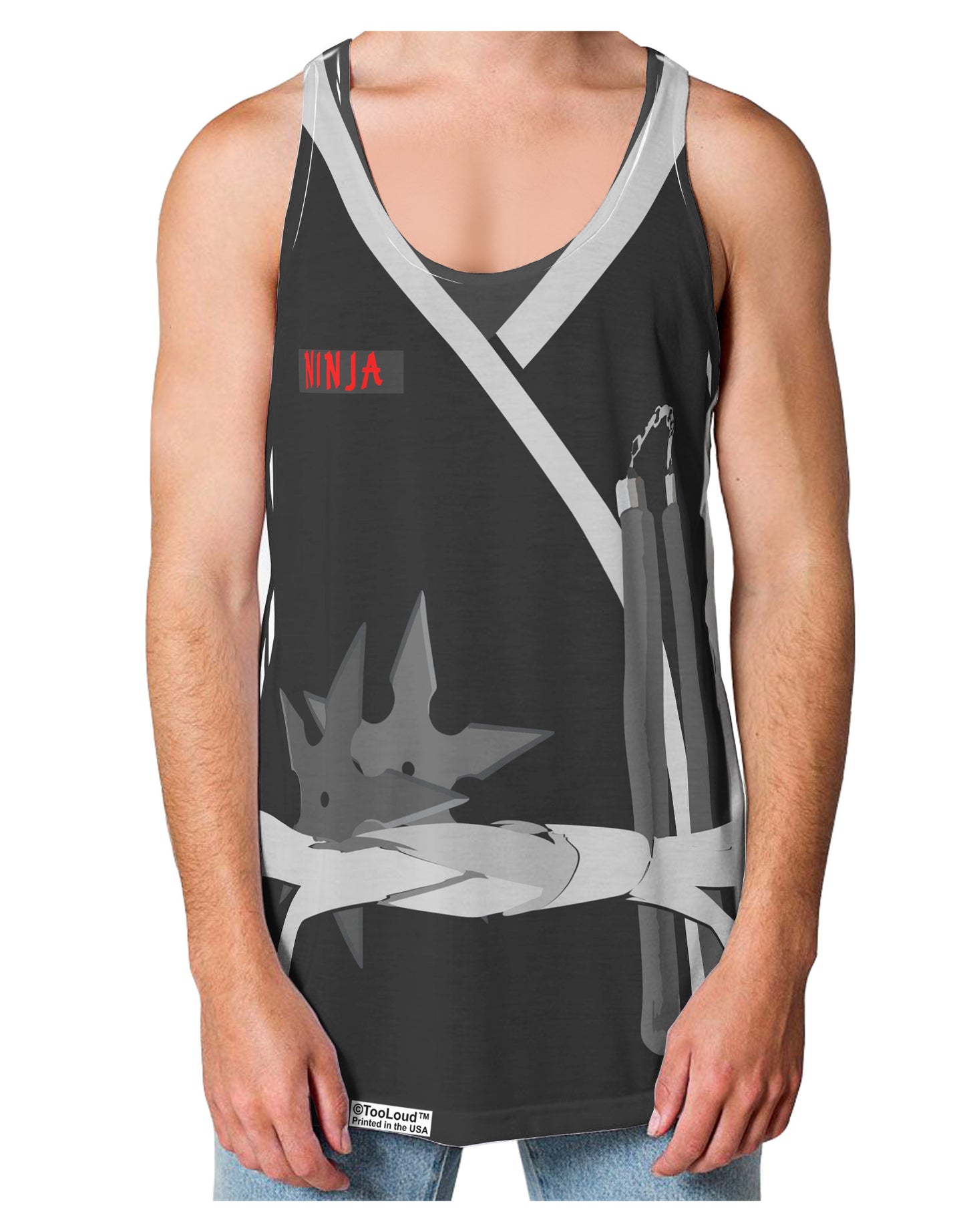 Ninja Black AOP Loose Tank Top Single Side All Over Print-Loose Tank Top-TooLoud-White-Small-Davson Sales