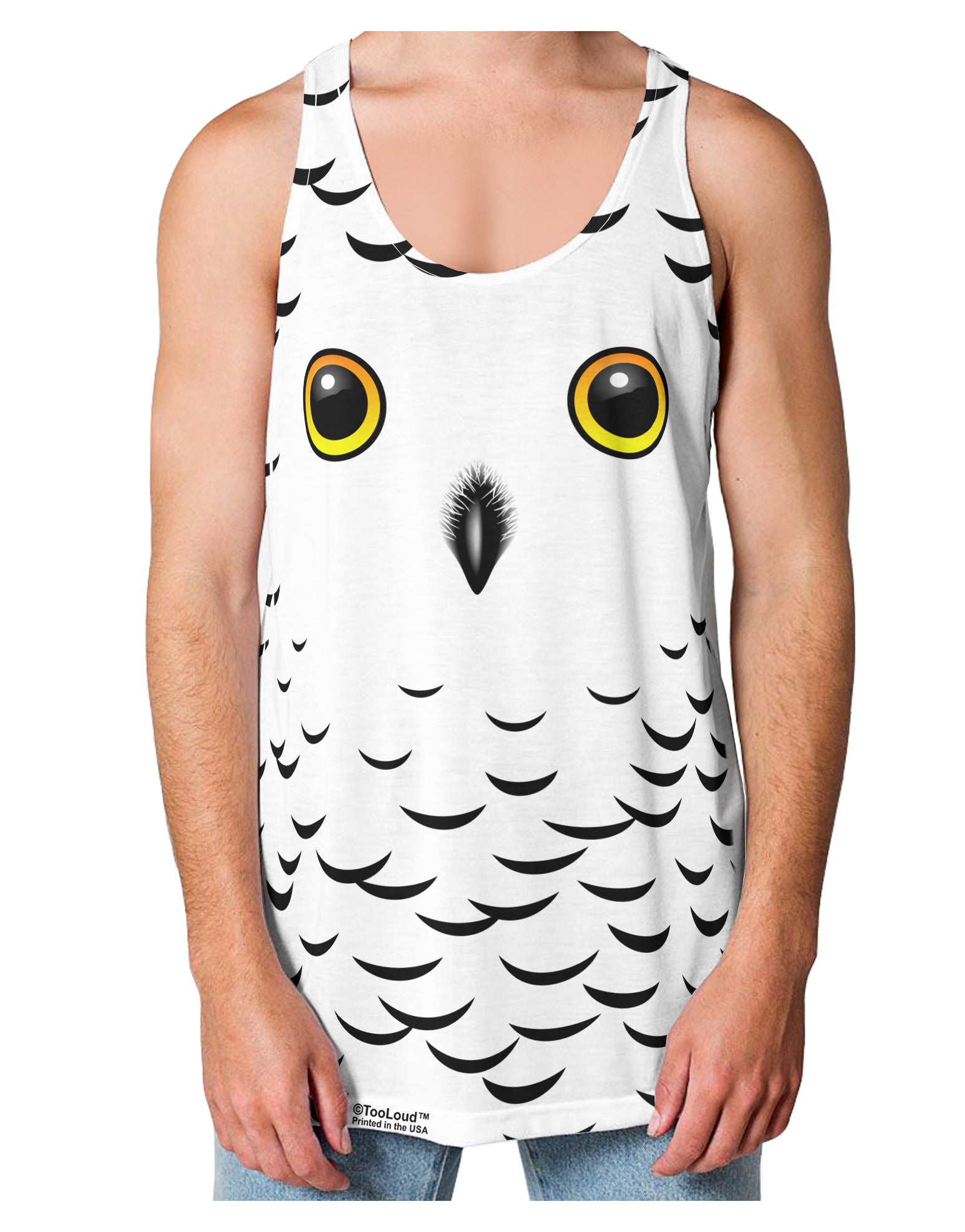 Snowy Owl Cute Animal Face Loose Tank Top Single Side All Over Print-Loose Tank Top-TooLoud-White-Small-Davson Sales