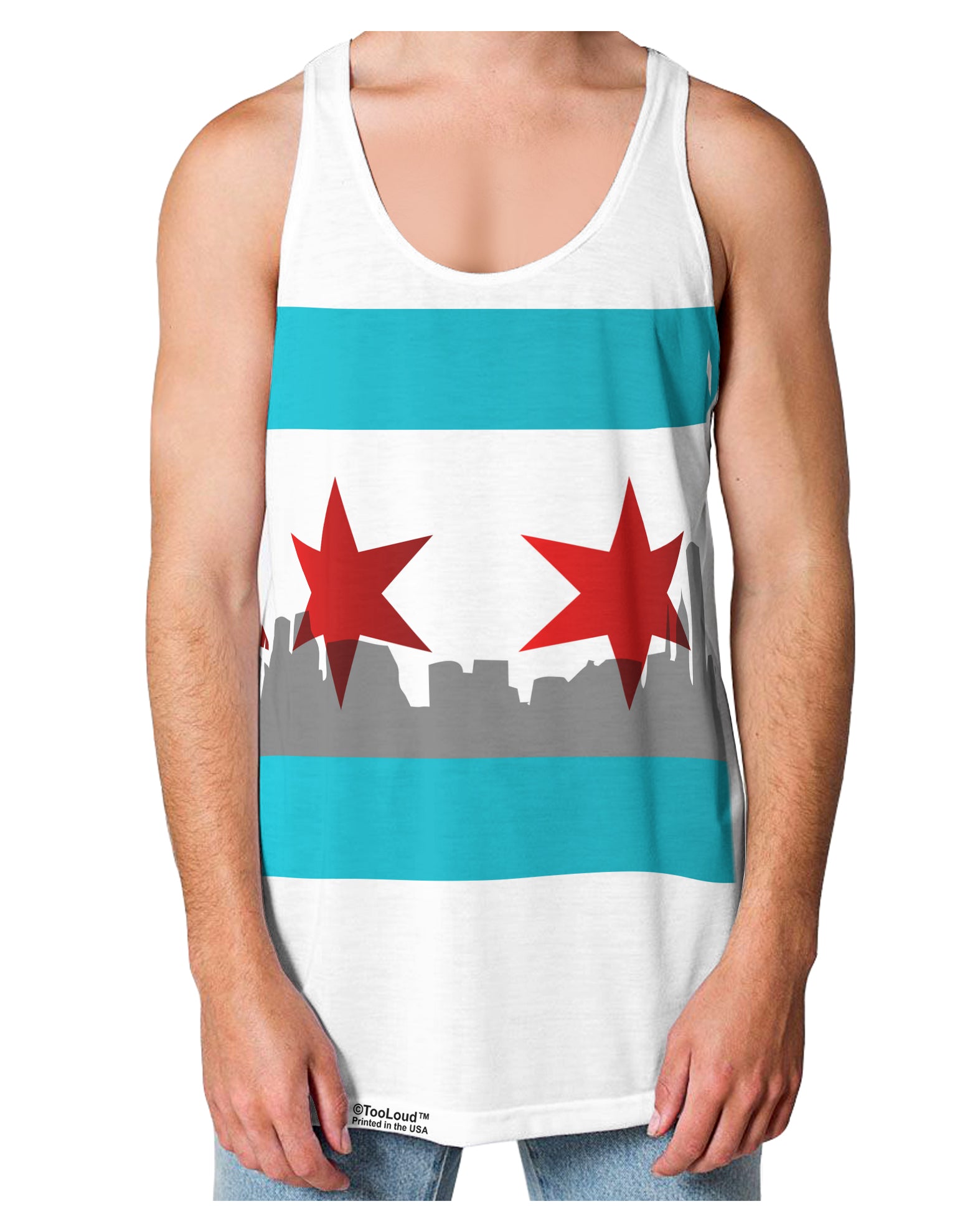 Chicago Flag Skyline AOP Loose Tank Top Single Side All Over Print-Loose Tank Top-TooLoud-White-Small-Davson Sales