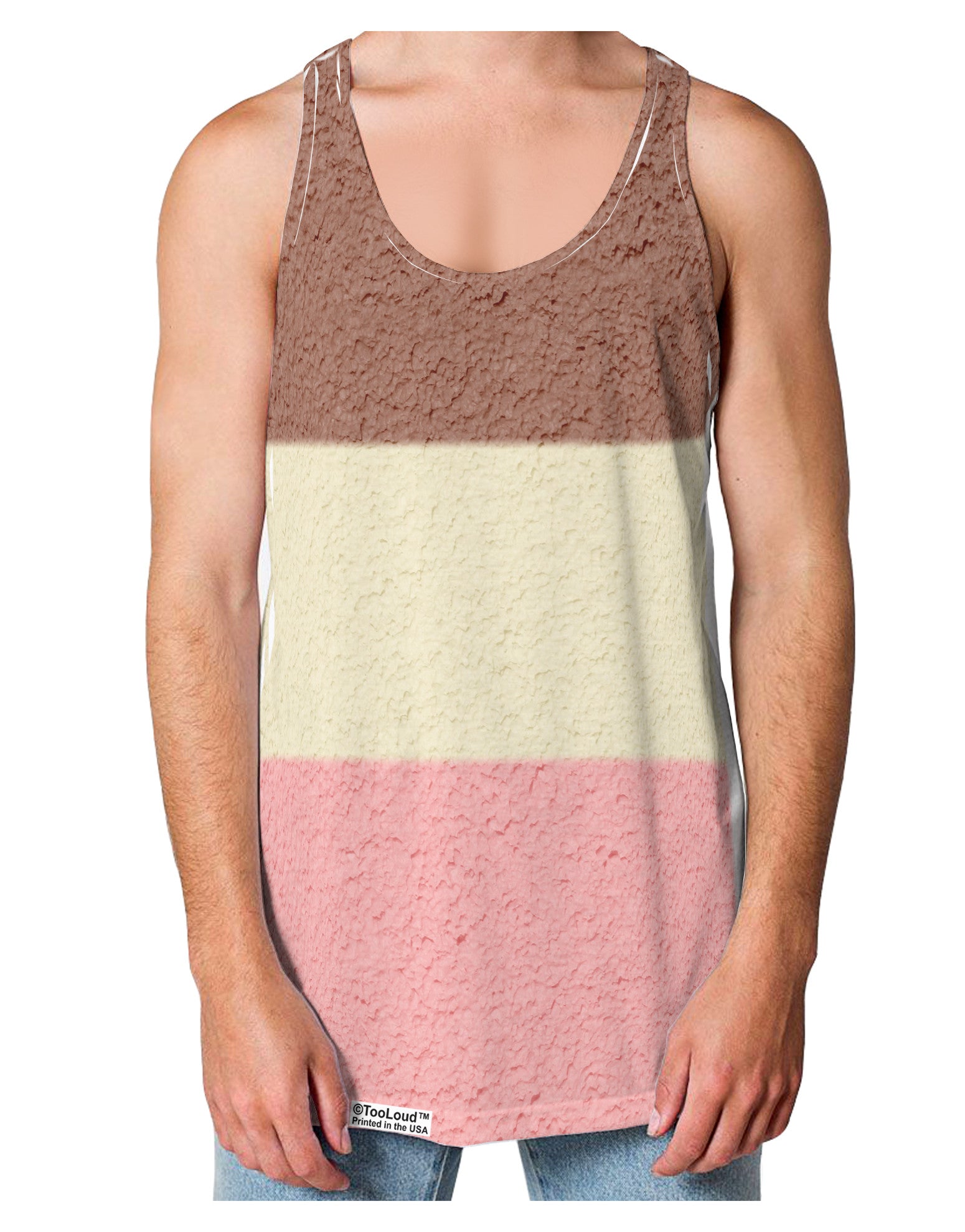 Horizontal Neapolitan Ice Cream Loose Tank Top Single Side All Over Print by-Loose Tank Top-TooLoud-White-Small-Davson Sales