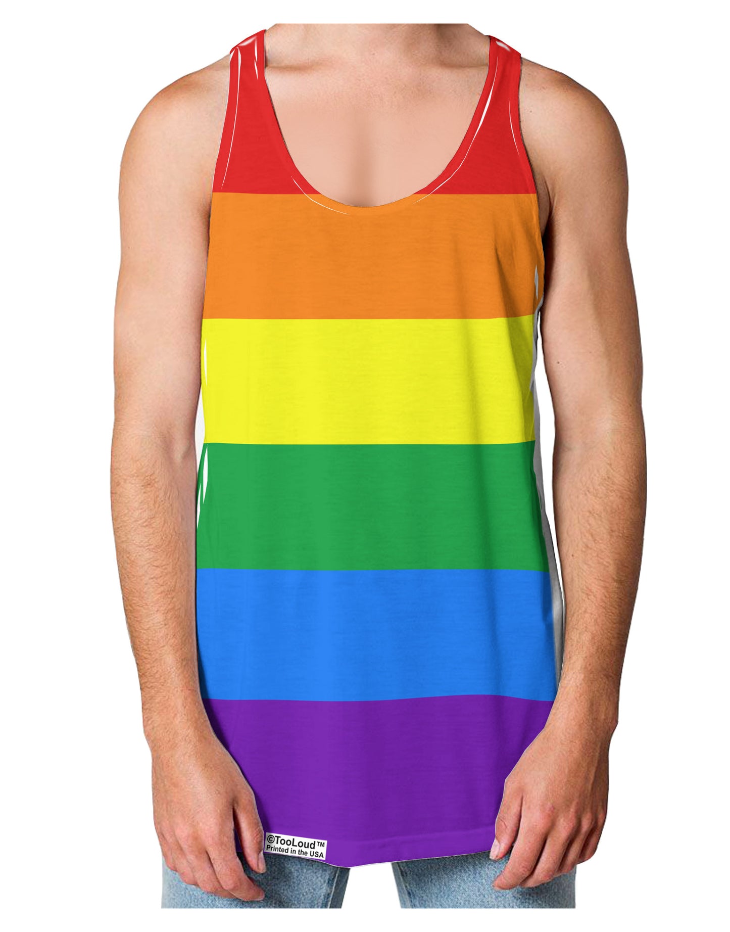 Rainbow Horizontal Gay Pride Flag Loose Tank Top Single Side All Over Print by-Loose Tank Top-TooLoud-White-Small-Davson Sales