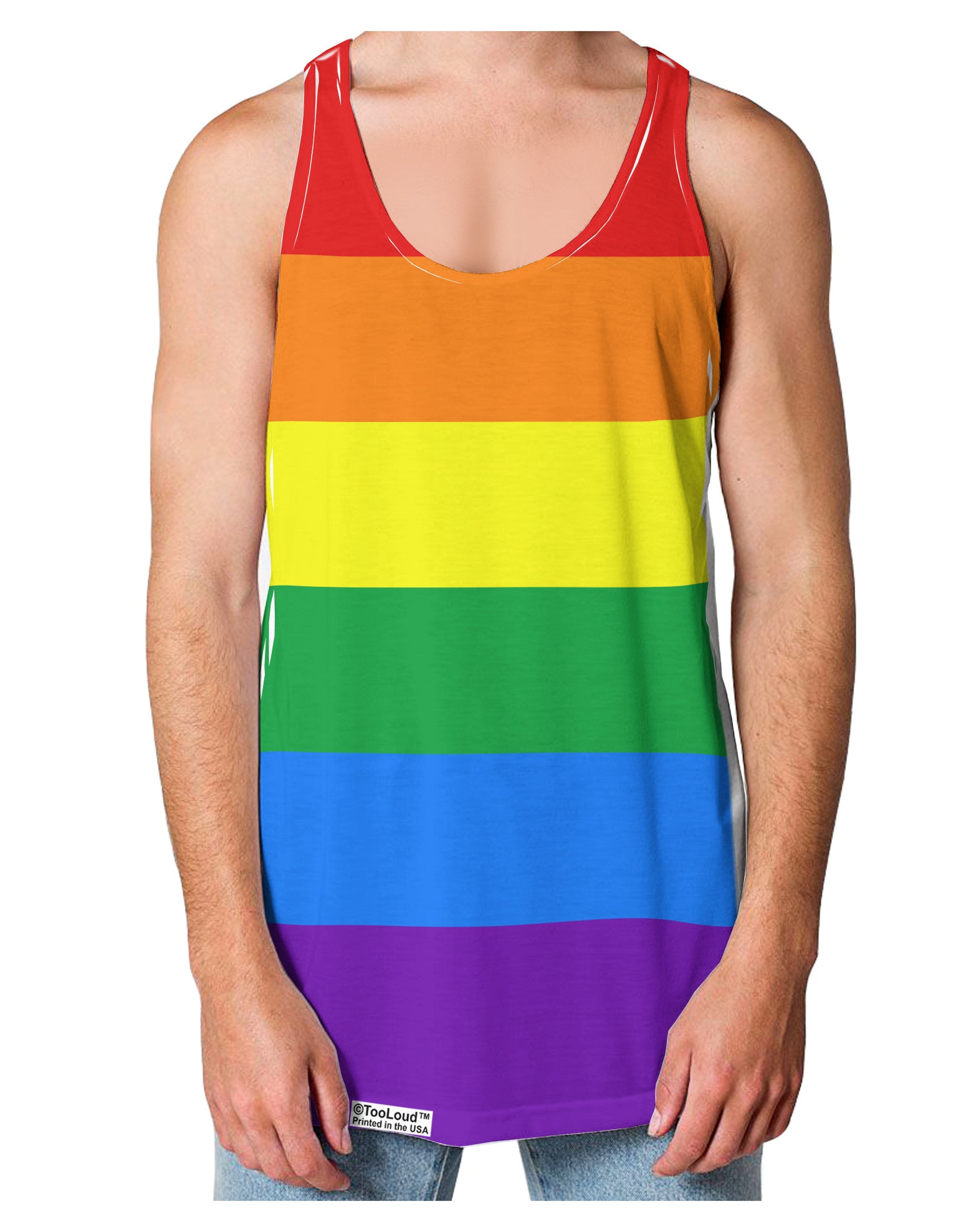Rainbow Horizontal Gay Pride Flag Loose Tank Top Single Side All Over Print by-Loose Tank Top-TooLoud-White-Small-Davson Sales