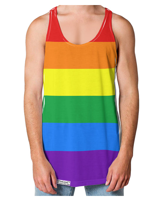 Rainbow Horizontal Gay Pride Flag Loose Tank Top Single Side All Over Print by-Loose Tank Top-TooLoud-White-Small-Davson Sales