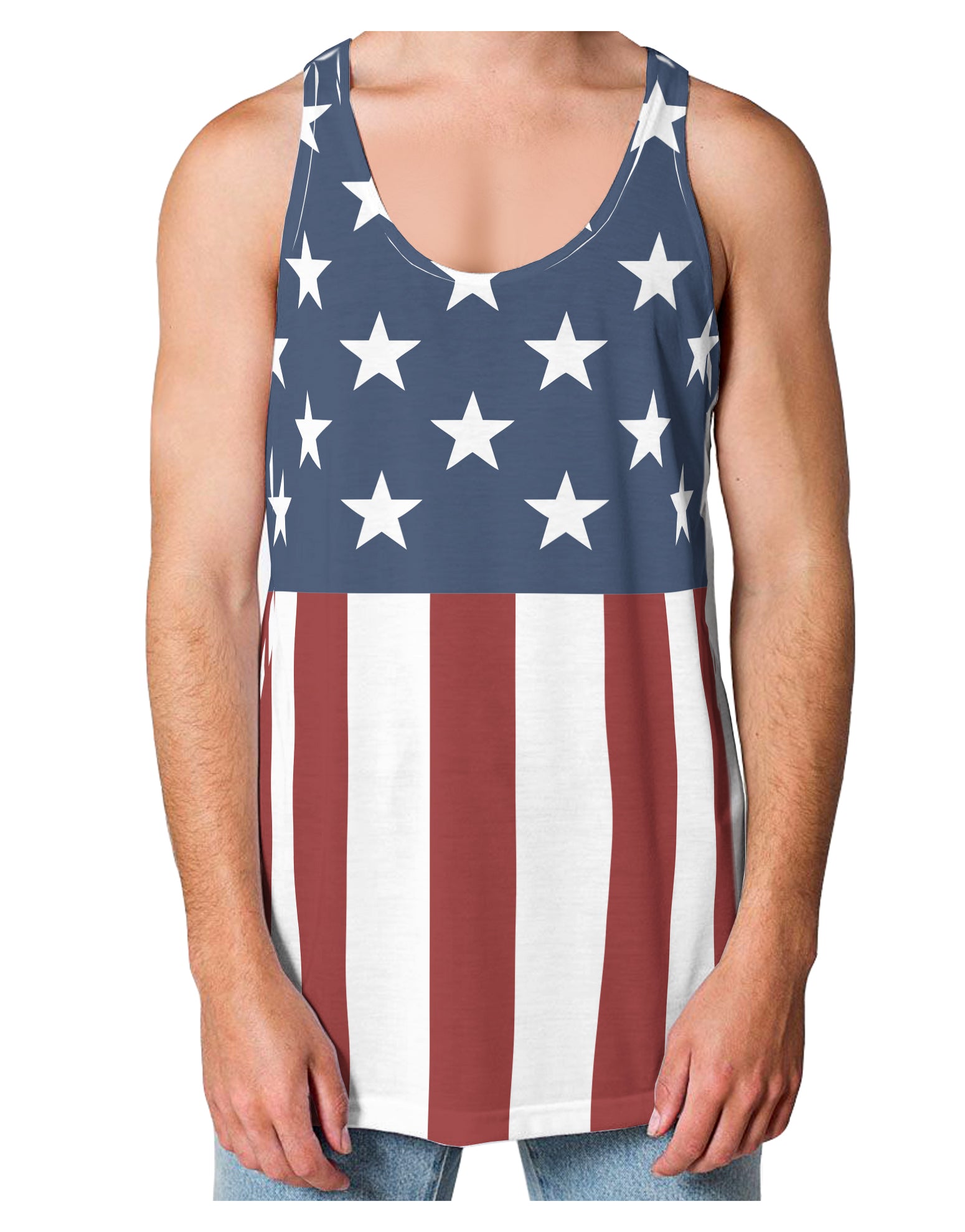 Stars and Stripes American Flag Loose Tank Top Single Side All Over Print by TooLoud-Loose Tank Top-TooLoud-White-Small-Davson Sales