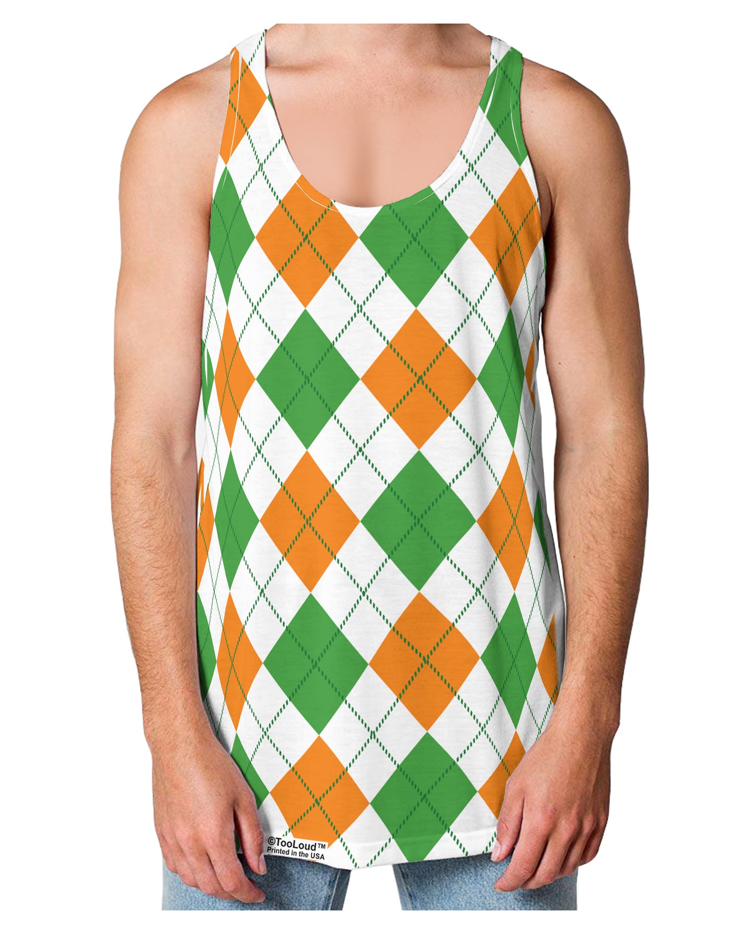 Irish Colors Argyle Pattern Loose Tank Top Single Side All Over Print-Loose Tank Top-TooLoud-White-Small-Davson Sales