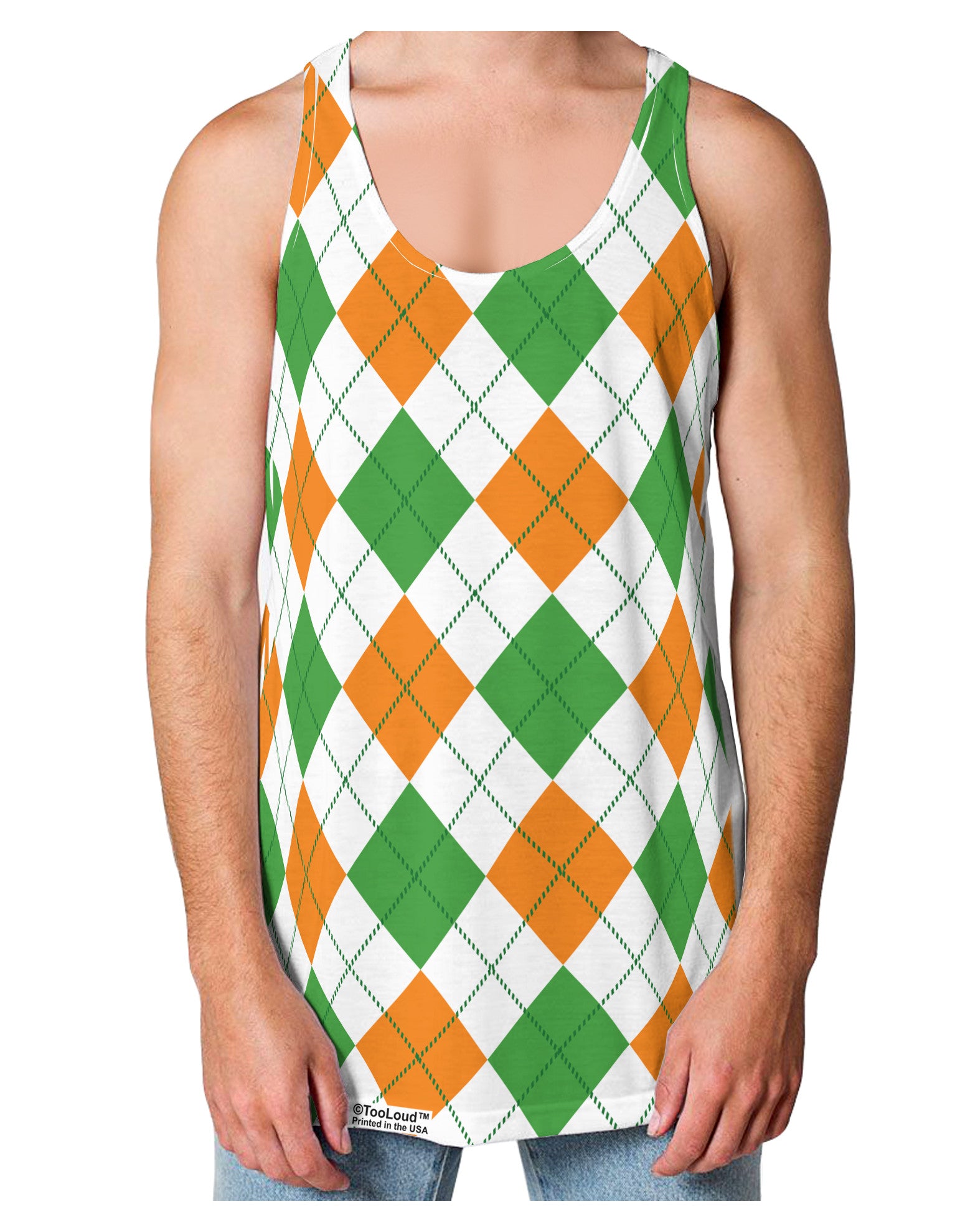 Irish Colors Argyle Pattern Loose Tank Top Single Side All Over Print-Loose Tank Top-TooLoud-White-Small-Davson Sales